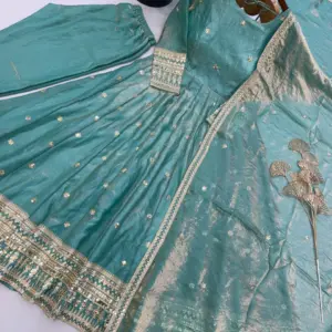 Fendy Silk Embroidered Gown Set
