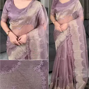 Violin Silk Embroidered Saree