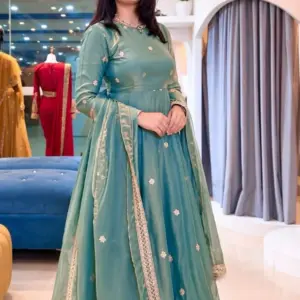 Fendy Silk Embroidered Gown Set