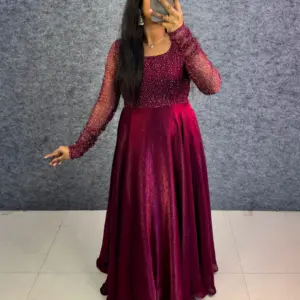 Exclusive party wear 3 in 1 style gown outfit