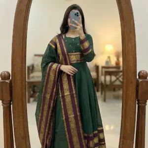 Pattu Cotton Anarkali Suit