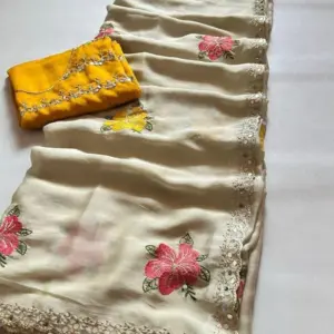 Chiffon Mirror Work Saree
