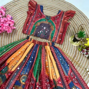 Chinon Silk Lehenga Choli for Kids