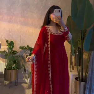 Fox Georgette Embroidered Gown Set