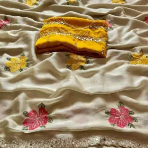 Chiffon Mirror Work Saree