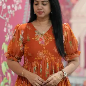 Georgette Floral Gown Dress