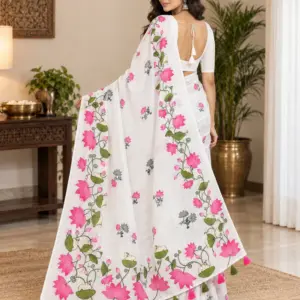 Linen Printed Saree with Blouse