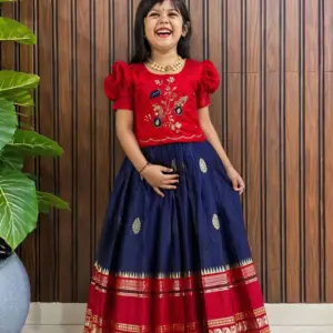 Silk Zari Woven Kids Lehenga