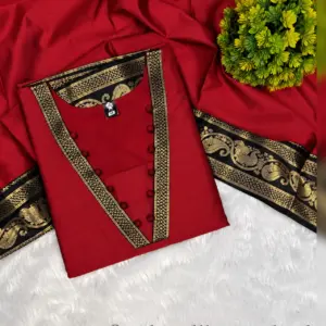 Silk Cotton Kurti Set with Dupatta