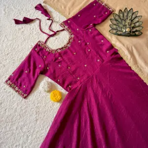 Vichitra Silk Gown with Dupatta
