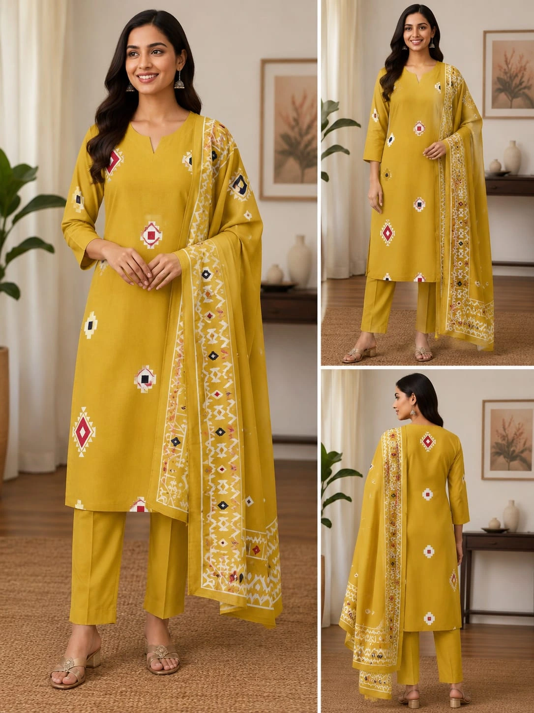 Women's Cotton 3-Piece Kurti Set – Design 2