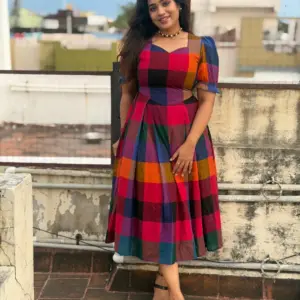 Cotton Madras Checks Dress
