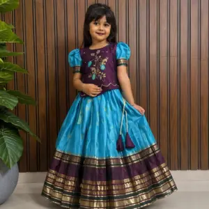 Silk Zari Woven Kids Lehenga