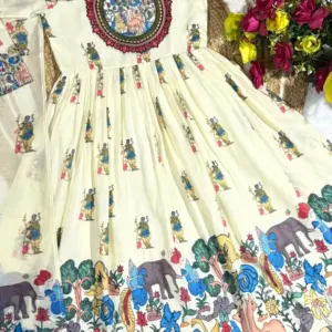 Cotton Venkatagiri Animal Print Anarkali Sets