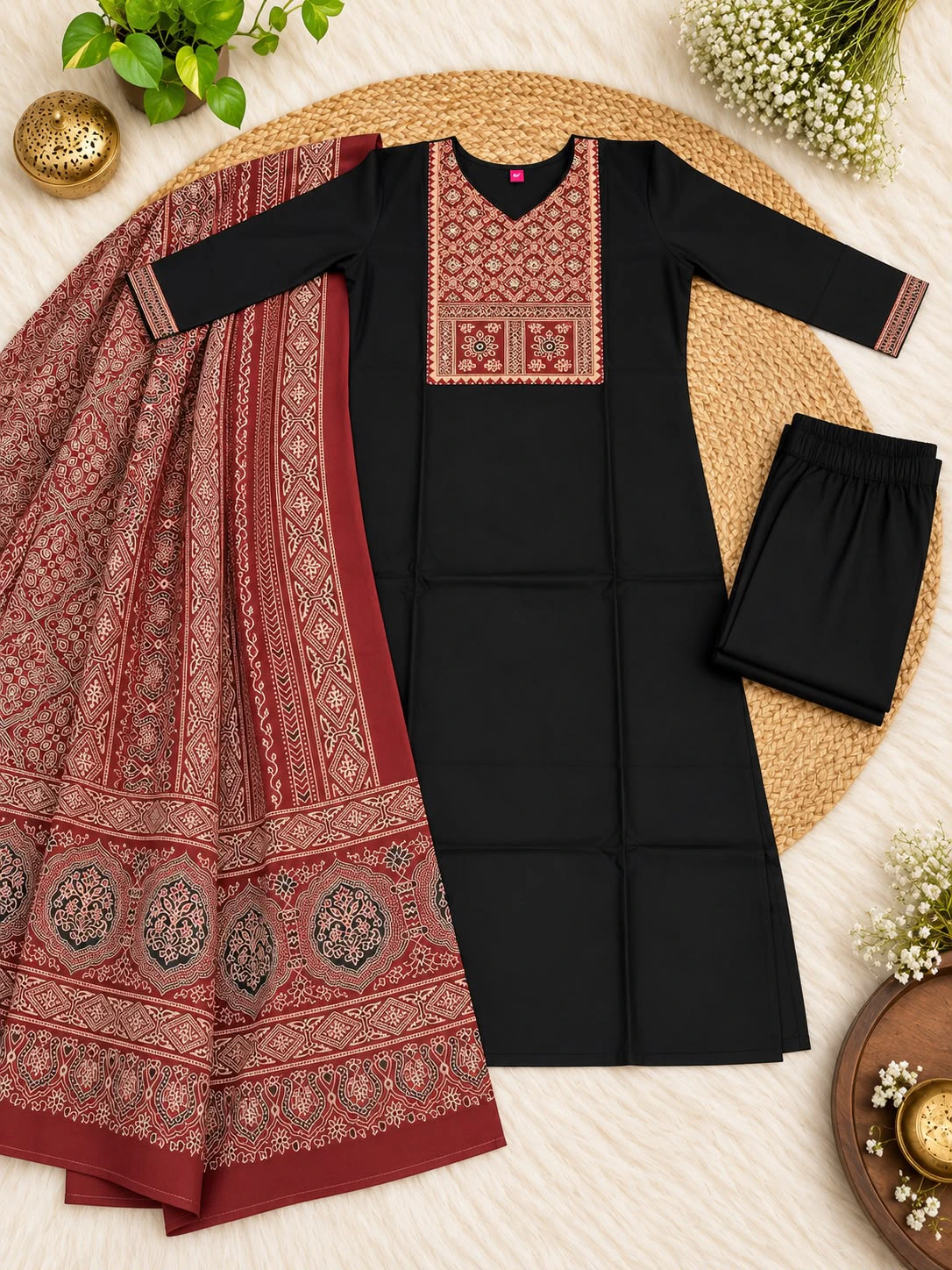 Cotton Ajrakh Print Kurta Set