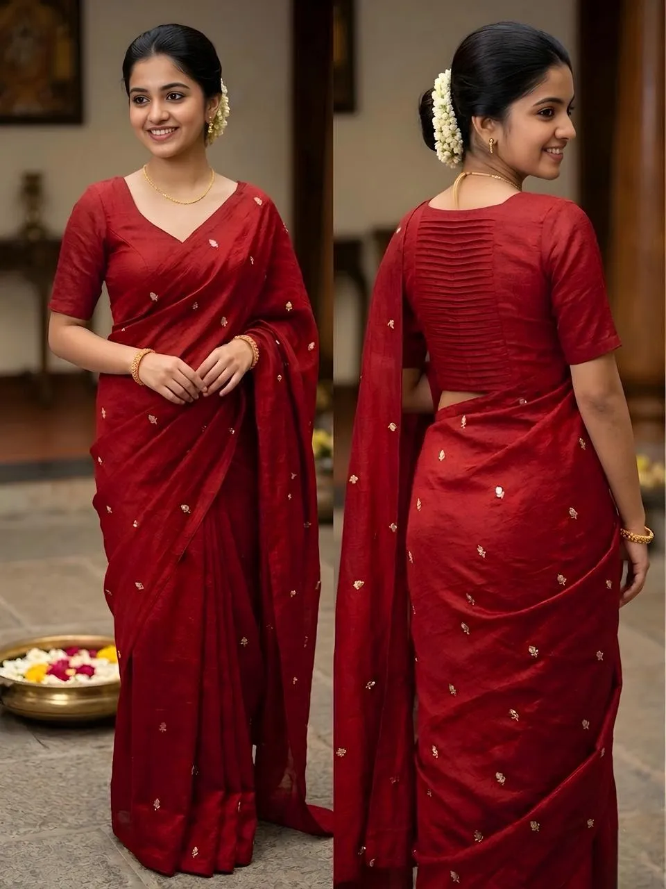 Fancy crush fabric with handwork Butti Sarees With Blouse Piece