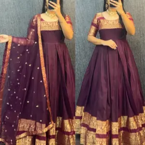 Traditional Ethnic Gown Set with Dupatta