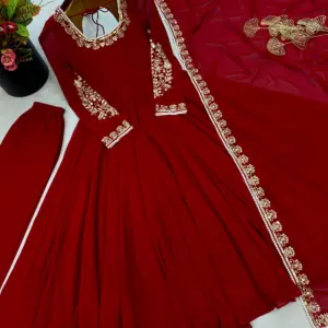 Fox Georgette Embroidered Gown Set