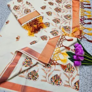Cotton Embroidered Saree with Blouse – Design 4
