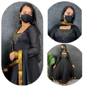 Kadhalar dhinam roja outfit recreation black hand work Gown with duppata