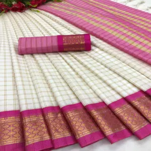 Arani Pattu Silk Checked Sarees with Zari Border