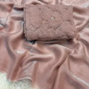 Satin Silk Saree with Net Blouse