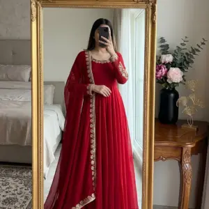 Fox Georgette Embroidered Gown Set
