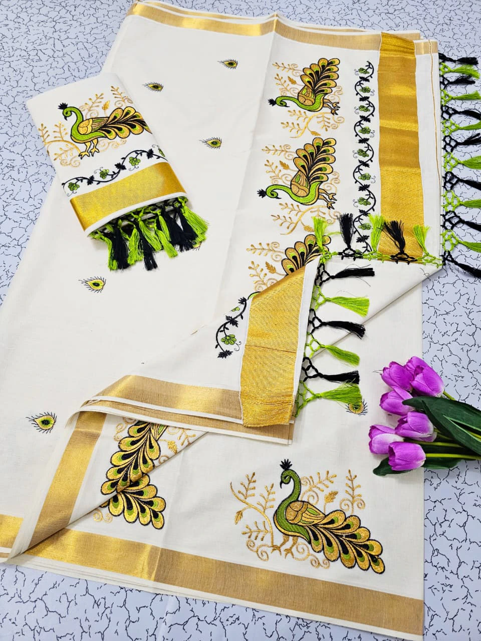 Cotton Embroidered Saree with Blouse – Design 3