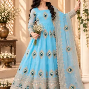 Silk Embroidered Kids Gown Set