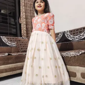 Pure Georgette Girls Silk Embroidery Gown