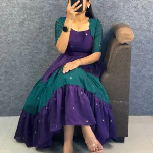 Vichitra Silk Embroidered Maxi Gown