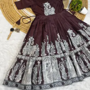 Trending Kalamkari khalahasti Pure Cotton Printed kota Maxi Gown