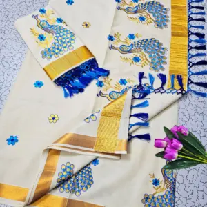 Cotton Embroidered Saree with Blouse – Design 3