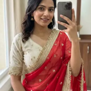 Insta Viral Space Silk Saree Multi Sequence Full Worked With Contrast Blouse