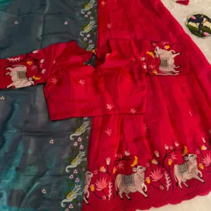 Silk Embroidered Lehenga Set