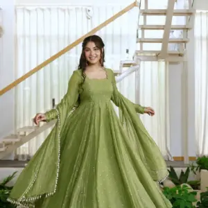 Designer Gown with Pent Set Elegant Ethnic Wear Crafted in Classy Tones with Premium Fabric