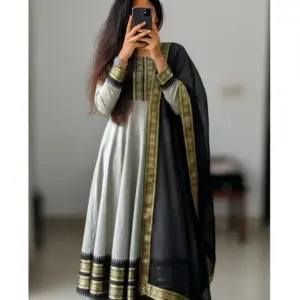 Pure Silk cotton Anarkali with dupatta