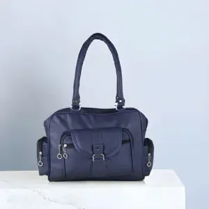 Women's Handbag with Golden Accessories & Fur Charm | Perfect for Work, Shopping & Parties