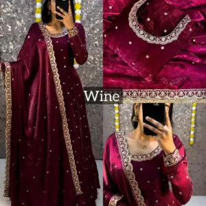 Trending Space Silk Rich sequence embroidery Gown With Dupatta