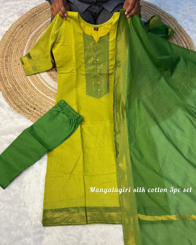 Stunning Mangalagiri silk cotton Kurti set