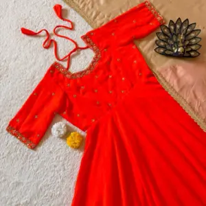Vichitra Silk Gown with Dupatta