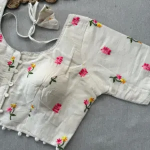 Insta Most Viral Khadi Cotton Sarees with Stitched Embroidery Blouse