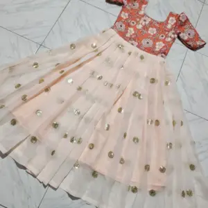 Pure Georgette Girls Silk Embroidery Gown