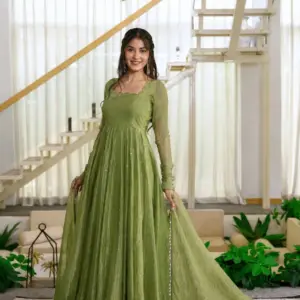 Designer Gown with Pent Set Elegant Ethnic Wear Crafted in Classy Tones with Premium Fabric
