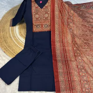 Cotton Ajrakh Print Kurta Set – Design 3
