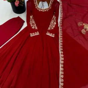 Fox Georgette Embroidered Gown Set