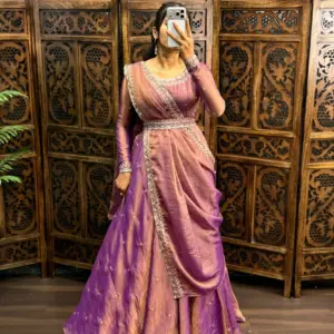 Premium South Silk Gown with Dupatta