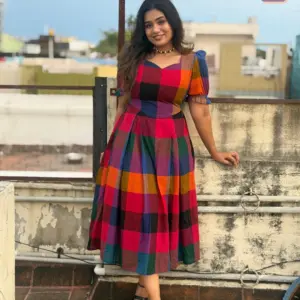 Cotton Madras Checks Dress