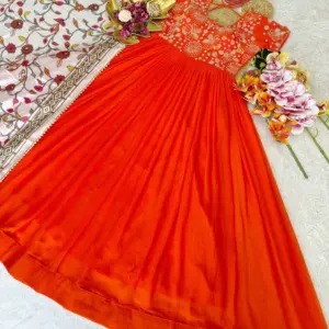 Top Trending Festival Collection. Beautiful Maggam Work Gown With Kalamkari Dupatta. A touch of glam