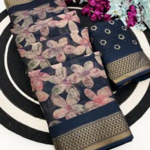 Slub Cotton Saree with Blouse